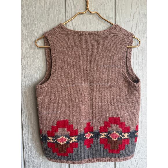 Vintage Ralph Lauren Hand Knit Southwest Aztec Wool Alpaca Vest - Picture 5 of 6